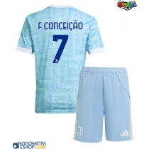 Otroški Nogometni dresi Juventus Francisco Conceicao #7 Gostujoči 2025-26 Kratek Rokav (+ Kratke hlače)